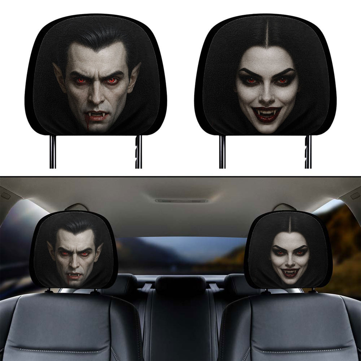 Halloween Horror Passenger - Personalized Car Headrest Covers