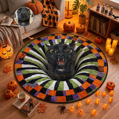 Custom Pet Photo Funny Halloween Scream Art - Personalized Quilted Mat
