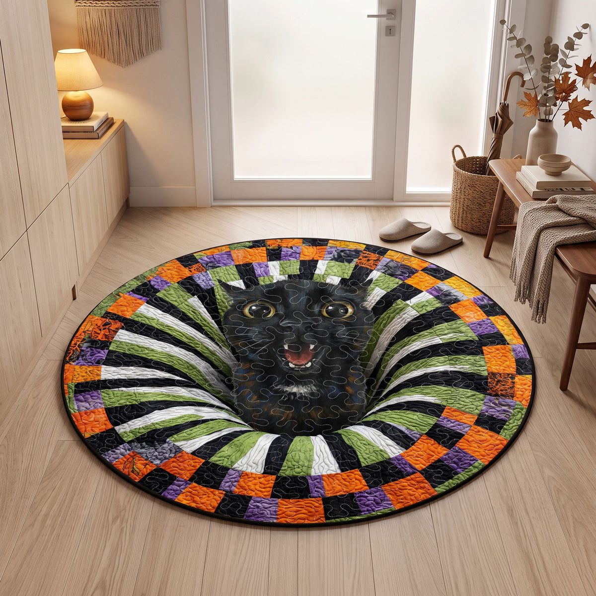 Custom Pet Photo Funny Halloween Scream Art - Personalized Quilted Mat