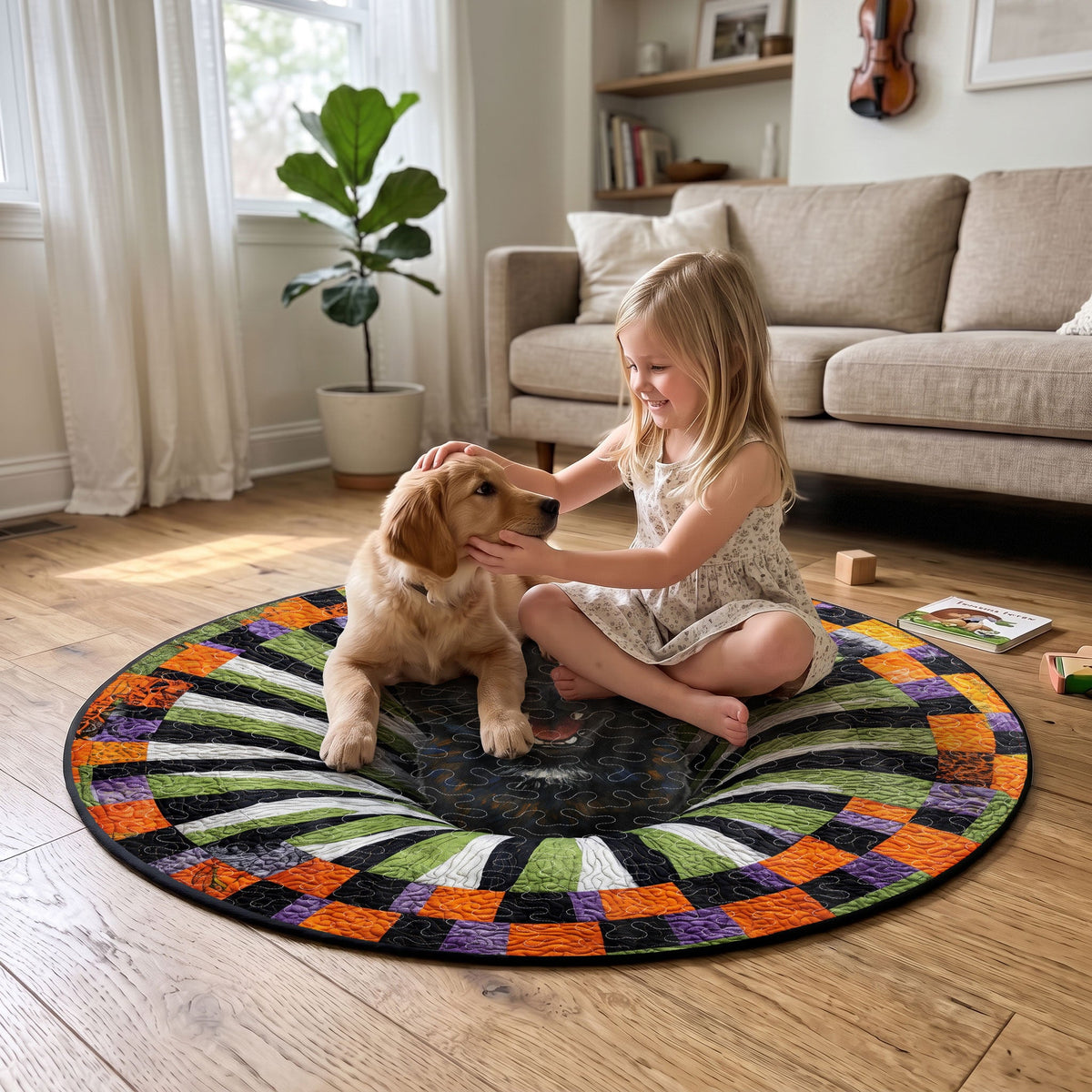 Custom Pet Photo Funny Halloween Scream Art - Personalized Quilted Mat