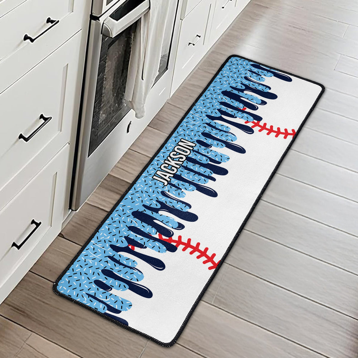 Icecream Drip Design For Baseball, Softball, Soccer, Football, Basketball, Hockey Lover - Personalized Runner Rug