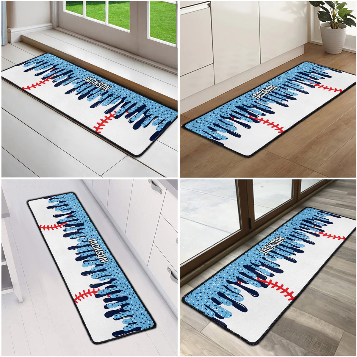 Icecream Drip Design For Baseball, Softball, Soccer, Football, Basketball, Hockey Lover - Personalized Runner Rug