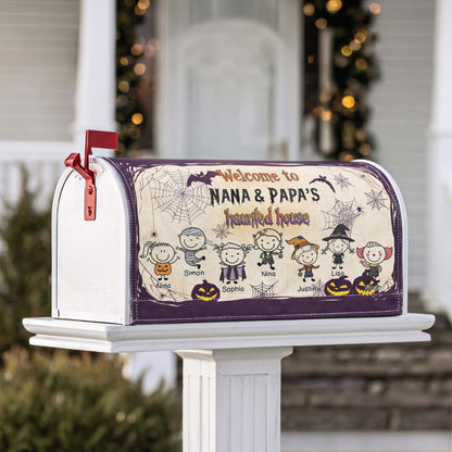 Welcome To Grandma & Grandpa's Haunted House - Personalized Mailbox Cover