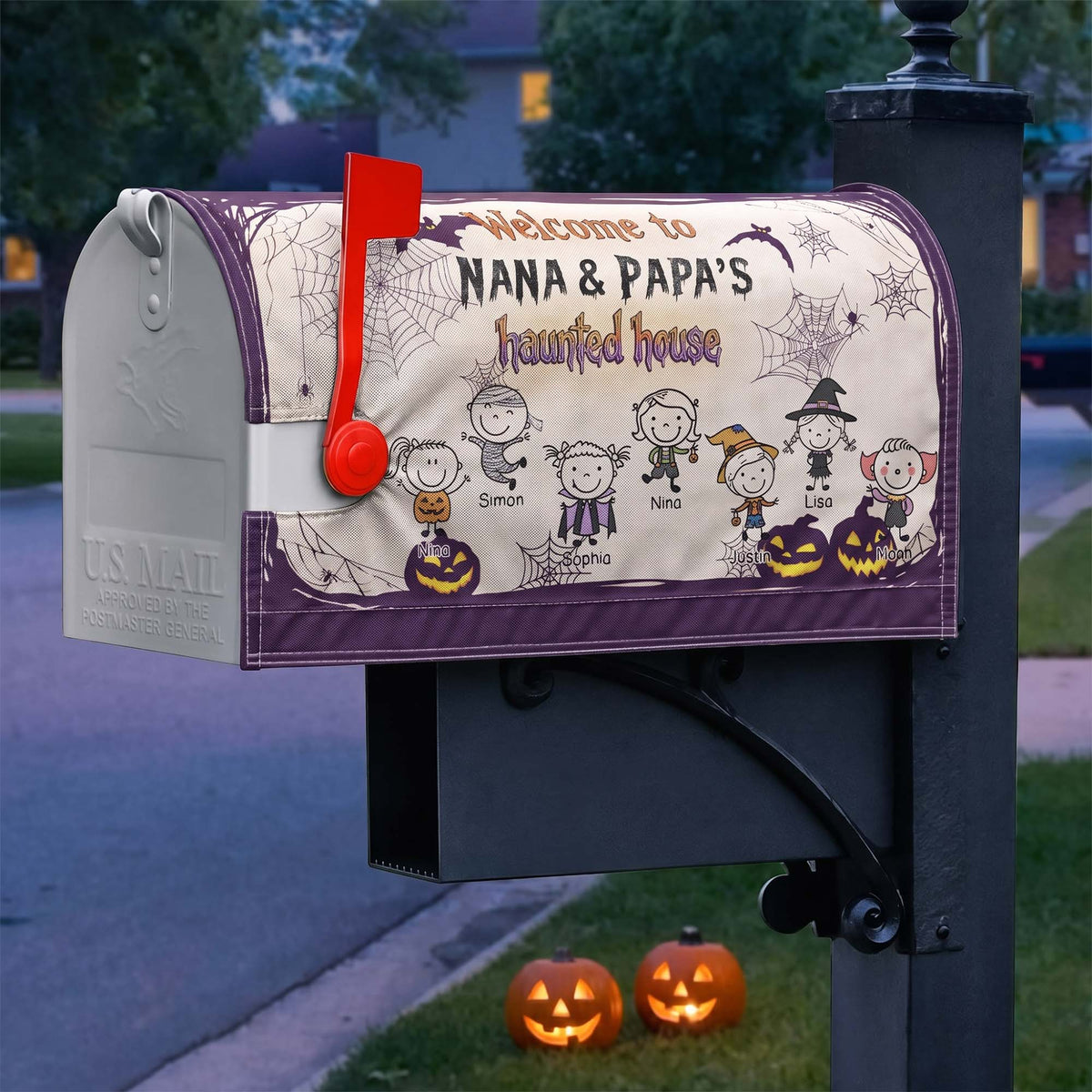 Welcome To Grandma & Grandpa's Haunted House - Personalized Mailbox Cover