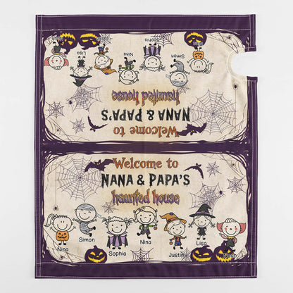 Welcome To Grandma & Grandpa's Haunted House - Personalized Mailbox Cover