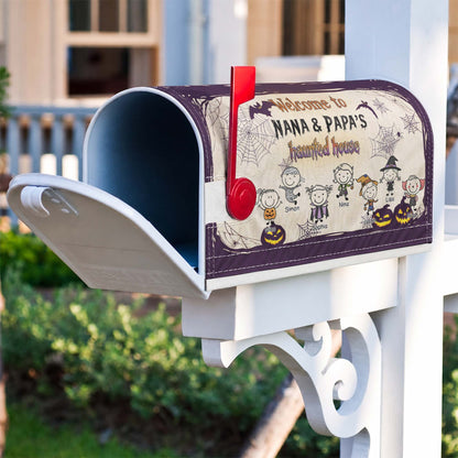 Welcome To Grandma & Grandpa's Haunted House - Personalized Mailbox Cover